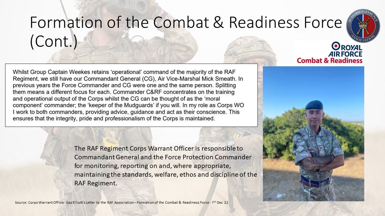 Formation of the Combat & Readiness Force (Continued 2)
