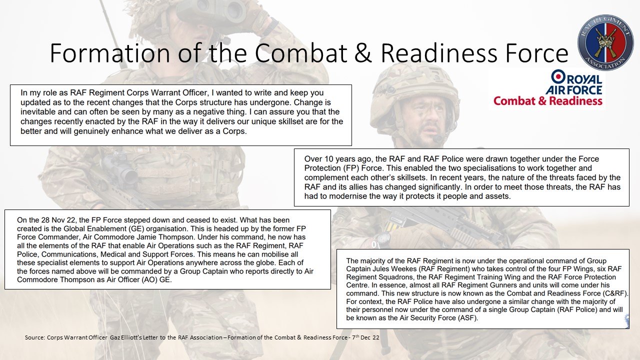 Formation of the Combat & Readiness Force