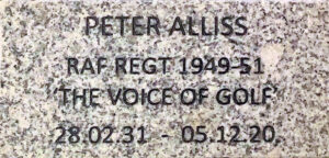 Corps Memorial Garden - Memorial Stone for Peter Alliss